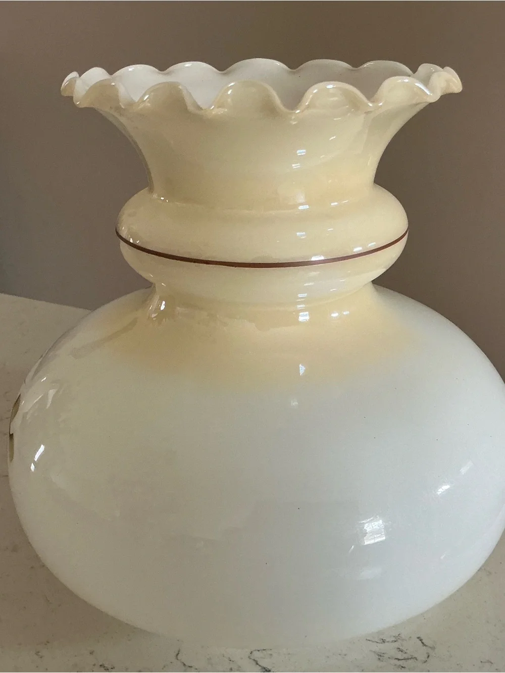 Vintage GWTW Hand-Painted Floral Milk Glass Lamp Shade in Cream and Pink